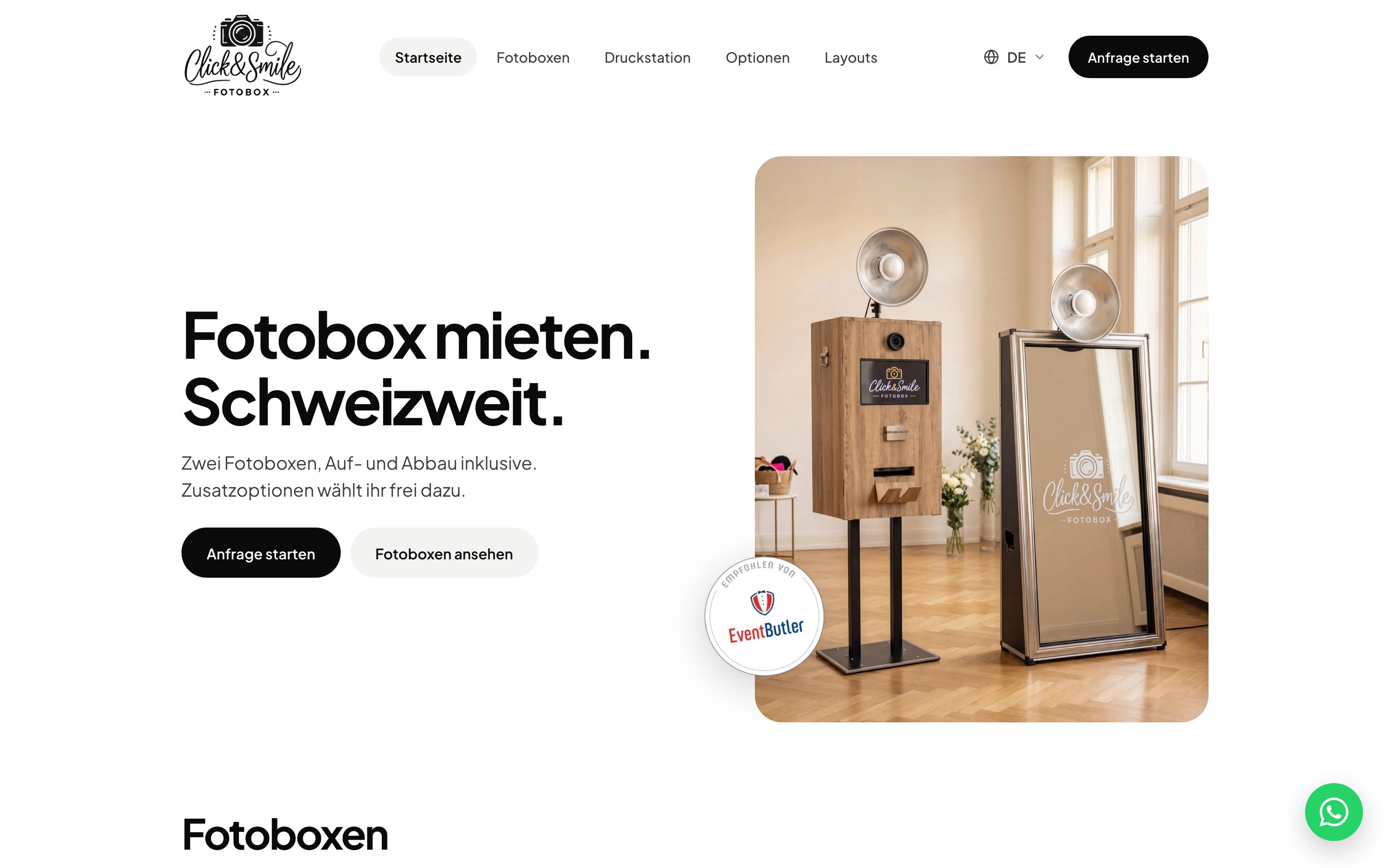 Screenshot: Click&Smile Fotobox